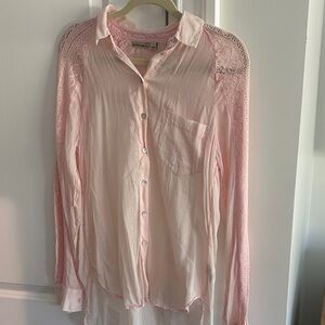 Holding horses Pink Lace Button-Up Shirt
